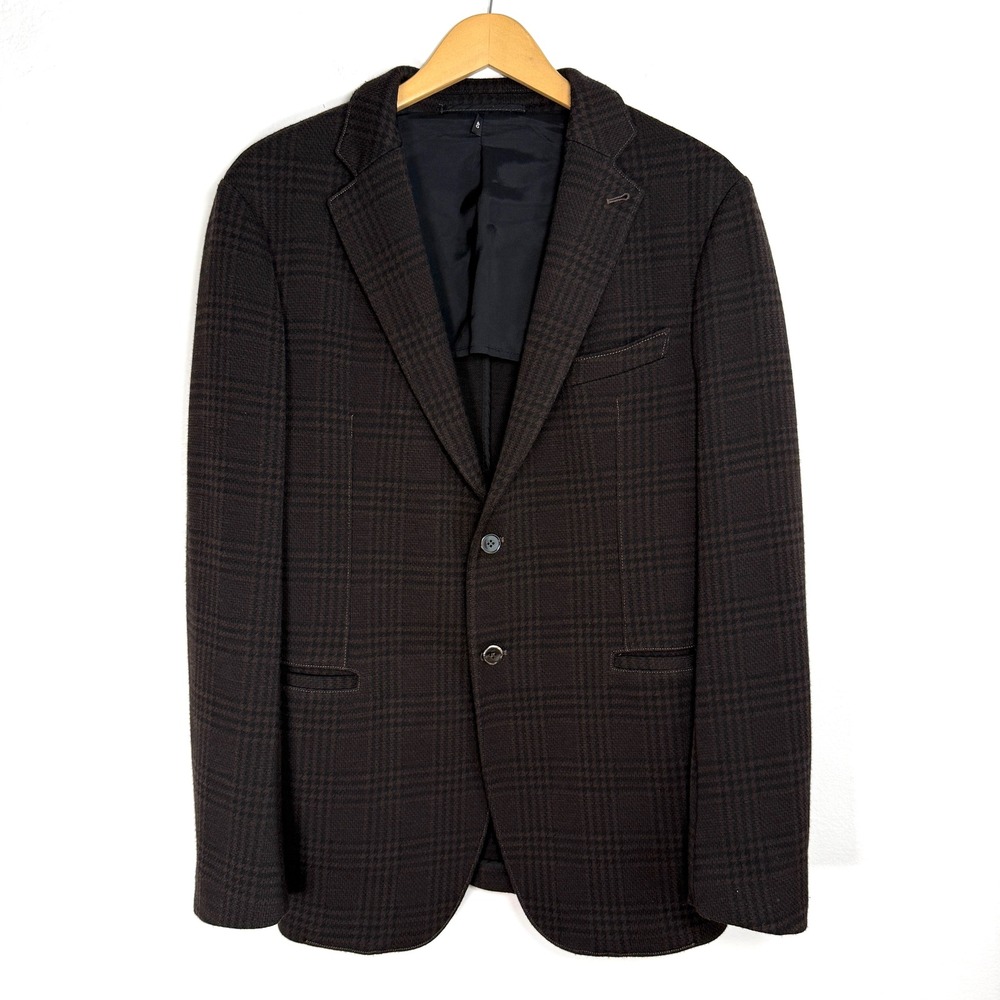 Armani Collezioni Blazer 40R Mens Brown Plaid Two Button Sport Coat Jacket